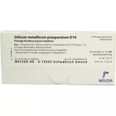 STIBIUM METALLICUM PRAEPARATUM D 10 Ampullen, 8X1 ml