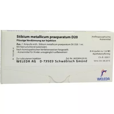 STIBIUM METALLICUM PRAEPARATUM D 20 Ampullen, 8X1 ml