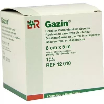 GAZIN Verbandmull 6 cmx5 m 4fach gerollt, 1 St