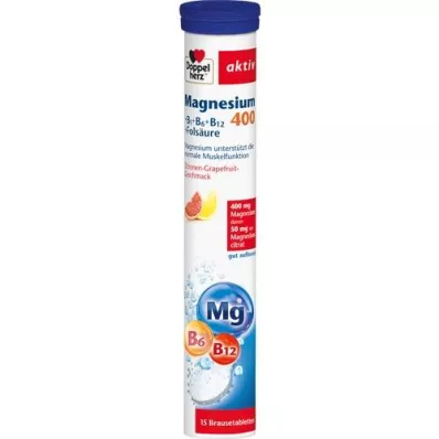 DOPPELHERZ Magnesium 400+B1+B6+B12+Folsäure BTA, 15 St