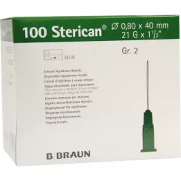 STERICAN Kanülen Luer-Lok 0,80x40 mm Gr.2 grün, 100 St