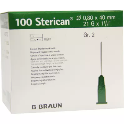 STERICAN Kanülen Luer-Lok 0,80x40 mm Gr.2 grün, 100 St