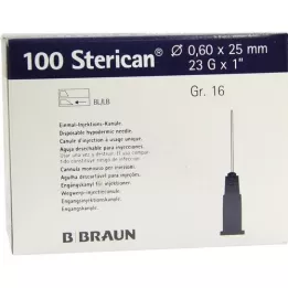 STERICAN Kanülen Luer-Lok 0,60x25 mm Gr.16 blau, 100 St