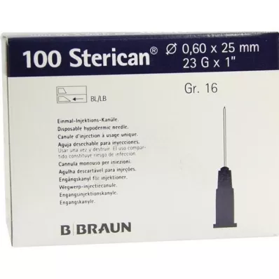 STERICAN Kanülen Luer-Lok 0,60x25 mm Gr.16 blau, 100 St