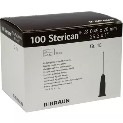 STERICAN Kanülen Luer-Lok 0,45x25 mm Gr.18 braun, 100 St
