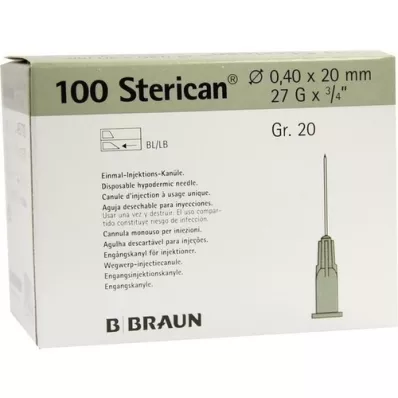 STERICAN Kanülen Luer-Lok 0,40x20 mm Gr.20 grau, 100 St