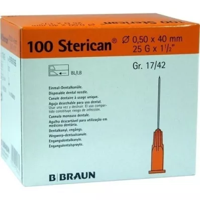 STERICAN Dentalkan.Luer 0,5x40 mm, 100 St