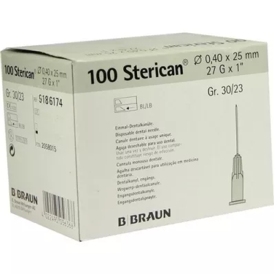 STERICAN Dentalkan.Luer 0,4x25 mm, 100 St