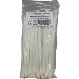 WATTESTÄBCHEN Kunststoff kleiner Kopf 15 cm, 100 St