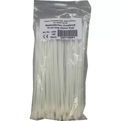 WATTESTÄBCHEN Kunststoff kleiner Kopf 15 cm, 100 St