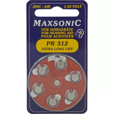 BATTERIEN f.Hörgeräte Maxsonic PR312, 6 St