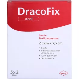 DRACOFIX PEEL Kompressen 7,5x7,5 cm steril 8fach, 5X2 St