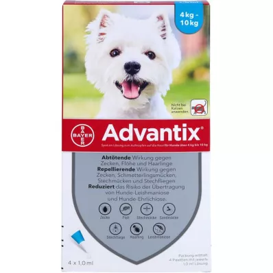 ADVANTIX Spot-on Lsg.z.Auftr.a.d.H.f.Hund 4-10 kg, 4 St ADVANTIX Spot-on Lsg.z.Auftr.a.d.H.f.Hund 4-10 kg, 4 St
