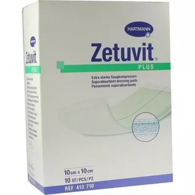 ZETUVIT Plus extrastarke Saugkompr.steril 10x10 cm, 10 St