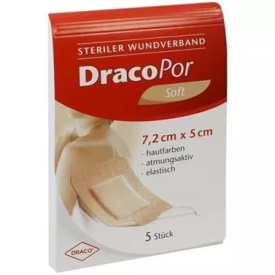 DRACOPOR Wundverband 5x7,2 cm steril hautfarben, 5 St