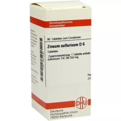 ZINCUM SULFURICUM D 6 Tabletten, 80 St