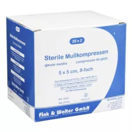 MULLKOMPRESSEN 5x5 cm steril 8fach, 25X2 St