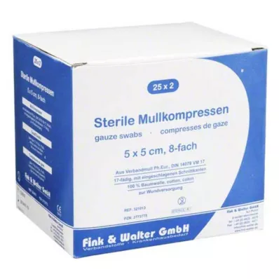 MULLKOMPRESSEN 5x5 cm steril 8fach, 25X2 St