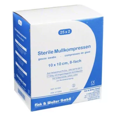 MULLKOMPRESSEN 10x10 cm steril 8fach, 25X2 St