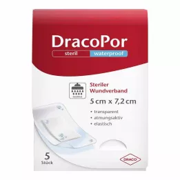 DRACOPOR waterproof Wundverband 5x7,2 cm steril, 5 St
