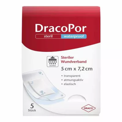 DRACOPOR waterproof Wundverband 5x7,2 cm steril, 5 St