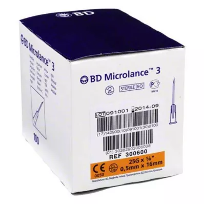 BD MICROLANCE Kanüle 25 G 5/8 0,5x16 mm, 100 St