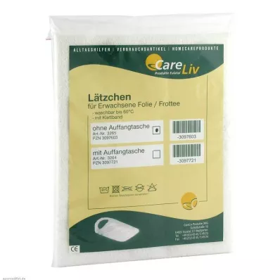 LÄTZCHEN Erw.Folie/Frottee weiß mit Klettband, 1 St LÄTZCHEN Erw.Folie/Frottee weiß mit Klettband, 1 St