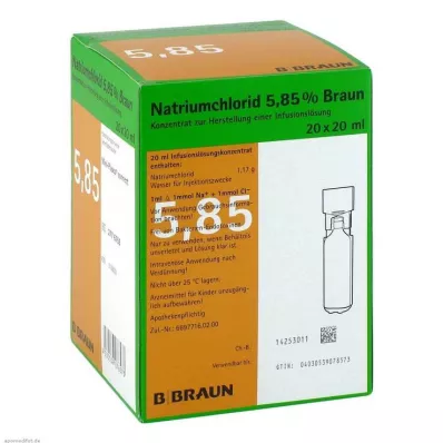 NATRIUMCHLORID 5,85% Braun MPC Infusionslsg.-Konz., 20X20 ml