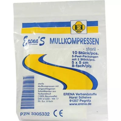 ERENA Mullkompr.5x5 cm steril 8fach, 5X2 St