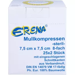 ERENA Mullkompr.7,5x7,5 cm steril 8fach, 25X2 St