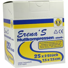ERENA Mullkompr.7,5x7,5 cm steril 8fach, 25X2 St