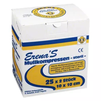 ERENA Mullkompr.10x10 cm steril 8fach, 25X2 St