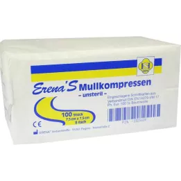 ERENA Mullkompr.7,5x7,5 cm unsteril 8fach, 100 St