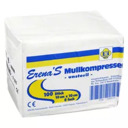 ERENA Mullkompr.10x10 cm unsteril 8fach, 100 St
