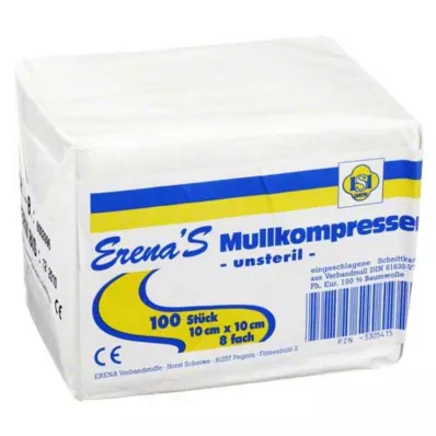 ERENA Mullkompr.10x10 cm unsteril 8fach, 100 St