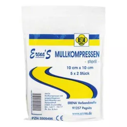 ERENA Mullkompr.10x10 cm steril 8fach, 5X2 St