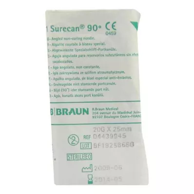 SURECAN Portkanüle 20 Gx25 mm abgewinkelt, 1 St SURECAN Portkanüle 20 Gx25 mm abgewinkelt, 1 St
