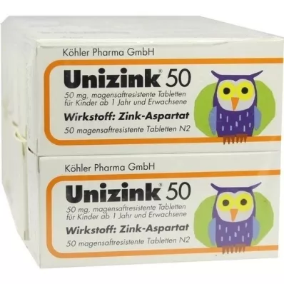 UNIZINK 50 magensaftresistente Tabletten, 10X50 St