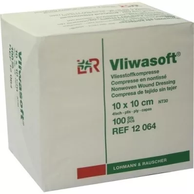 VLIWASOFT Vlieskompressen 10x10 cm unsteril 4l., 100 St