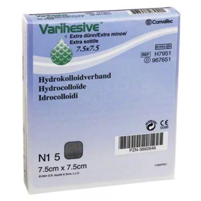 VARIHESIVE extra dünn 7,5x7,5 cm HKV hydroaktiv, 5 St