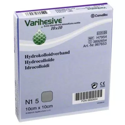 VARIHESIVE extra dünn 10x10 cm HKV hydroaktiv, 5 St