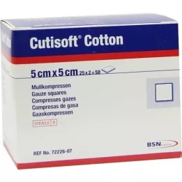 CUTISOFT Cotton Kompr.5x5 cm steril 12fach, 25X2 St