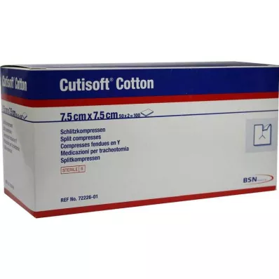 CUTISOFT Cotton Schlitzkompr.7,5x7,5 cm steril, 50X2 St CUTISOFT Cotton Schlitzkompr.7,5x7,5 cm steril, 50X2 St