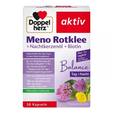 DOPPELHERZ Meno Rotklee+Nachtkerzenöl+Biotin Kaps., 30 St DOPPELHERZ Meno Rotklee+Nachtkerzenöl+Biotin Kaps., 30 St