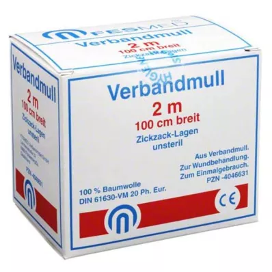 VERBANDMULL 2x1 m zickzack BW 20/100 unsteril, 1 St