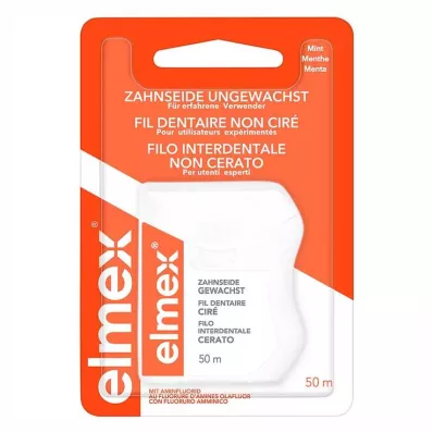 ELMEX Zahnseide ungewachst mit Aminfluorid, 50 m