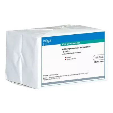 HÖGA-KOMPRESSEN OP 10x20 cm unsteril 8fach, 100 St HÖGA-KOMPRESSEN OP 10x20 cm unsteril 8fach, 100 St