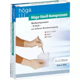 HÖGA-KOMPRESSEN 5x5 cm steril 8fach, 5X2 St