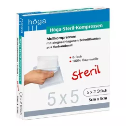 HÖGA-KOMPRESSEN 5x5 cm steril 8fach, 5X2 St
