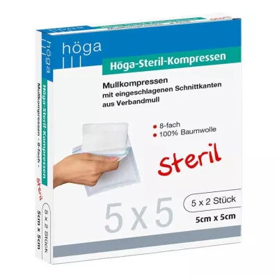 HÖGA-KOMPRESSEN 5x5 cm steril 8fach, 5X2 St